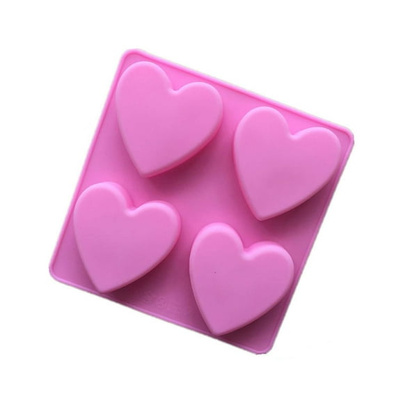 4 Cavity Couple Heart Shape Silicone Cake Mold For Diy Chocolate Candy Soap Making And Crafts Size 6.1 Inches By 6 Inches