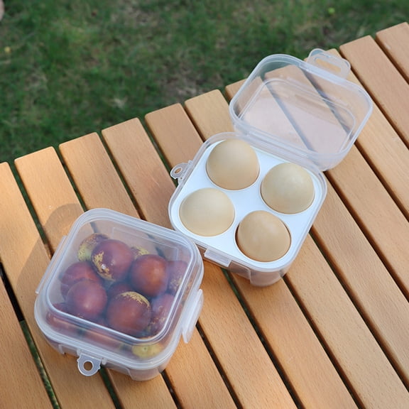 4 Cavity Egg Storage Container for Plastic, Stackable Shockproof Egg Holder, Food Storage Box, Kitchen Organizer,For Refrigerator, Camping, Picnic, Travel Clear