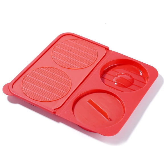 4 Cavity Foldable Silicone Burger Patty Maker Set for Homemade Shrimp Cakes and Meat Patties