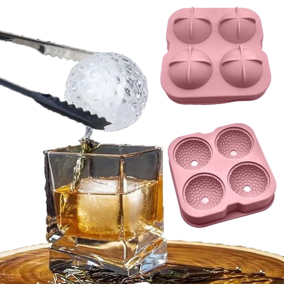 4-Cavity Golf Ball Shaped Silicone Ice Cube Mold, Sphere Ice Tray with Cross Slits for Easy Release, Flexible and Reusable, Perfect for Summer Drinks