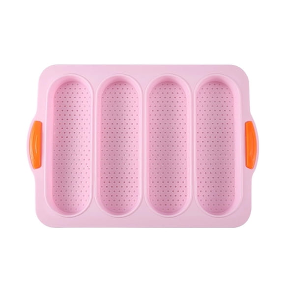 4 Cavity Silicone Baking Pan Non Stick French Bread Mold Flexible Tray Oven Safe for Homemade Cake Pastry