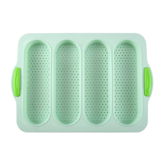 4 Cavity Silicone Baking Pan Non Stick French Bread Mold Flexible Tray Oven Safe for Homemade Cake Pastry