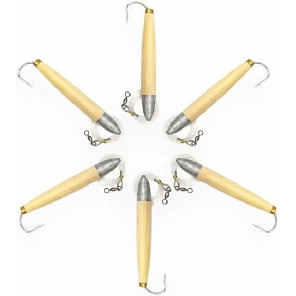 4" Cedar Plug Fishing Lures, 6 Pcs Natural Color Rigged, for Offshore Fishing, Includes Saltwater Lure Bag, for Tuna Trolling$$Sport & Recreation Other