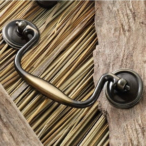 Classic Drop Knocker Bail Cabinet Handle | 4" Center-to-Center | Antique English Brass Finish