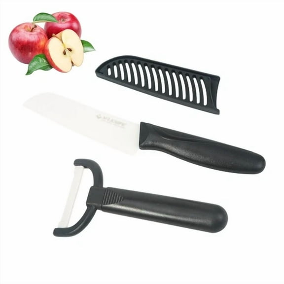 4" Ceramic Paring Knife With Cover & Peeler Rust Proof Stain Resistant (2 Pack)