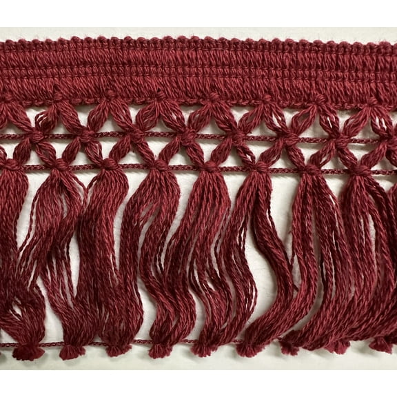 4" Chainette Trellis Tassel Fringe - 6 Yards! - Color: Burgundy