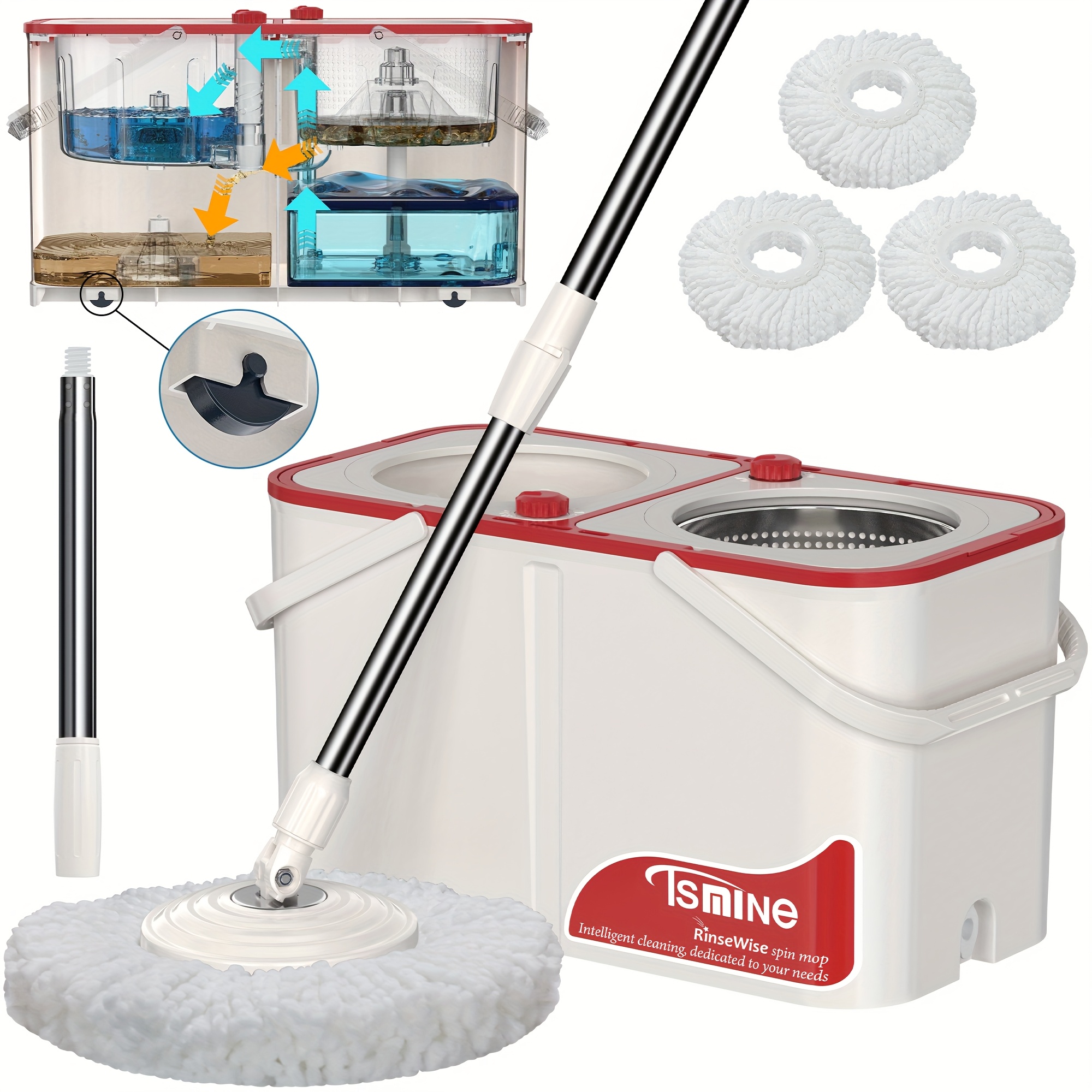 [4-Chamber Spin Mop Set] 4-Chamber Spin Mop and Bucket Set with Clean ...
