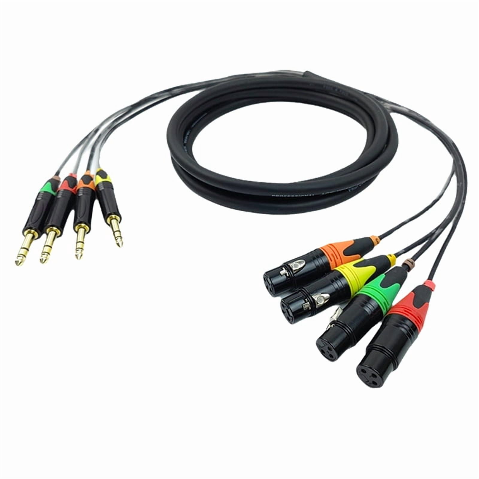 4 Channel 1/4 Inch TRS to XLR Cables 6.35mm Jack Stereo Audio Balanced Line to XLR Microphone Cables 90cm,1 * Cable,Black