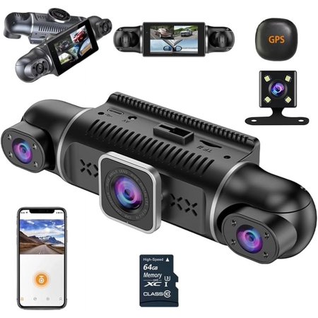 4-Channel 1080p Car Recorder, 4 Channel Dash Cam Front and Rear, 360 Car Cameras Dash Cam Night Vision, Camara De Seguridad Para Carro, Security Camera for Car Full View Outside(WiFi+GPS,Cigarette lig