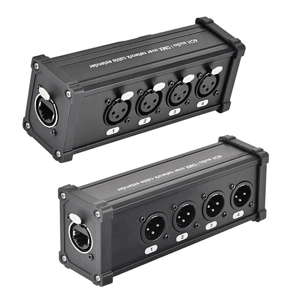 4-Channel 3-Pin Ethercon Cable Extender,XLR Network Cable Multi Extender for Stage Lighting and Recording Studio,XLR,