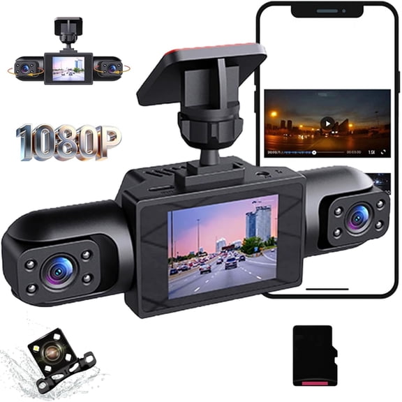 4-Channel 360° Wireless WiFi Dash Cam with 1080P Full HD Recording, 64GB SD Card, Night Vision & Loop Recording - Perfect for Cars, Taxis & Fleets