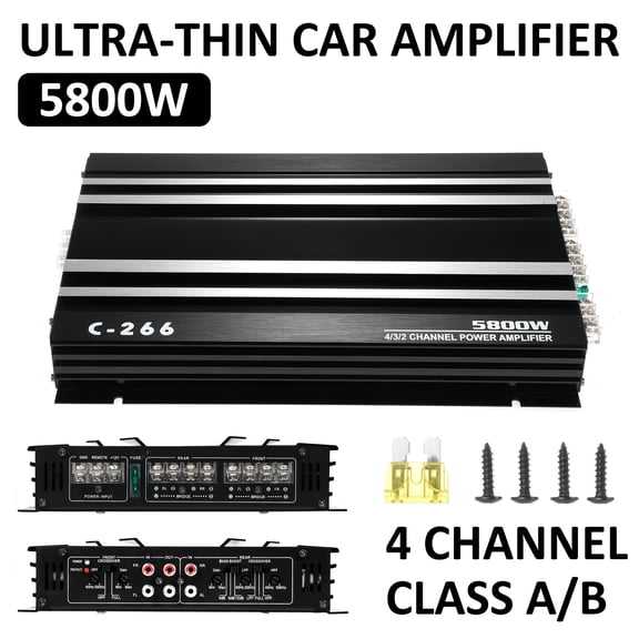 4-Channel 5800W Car Amplifier, Audiophile-Grade Audio, Aluminum Alloy Heat Dissipation, 4*55W High Power, Professional Sound Enhancement for Car Modification