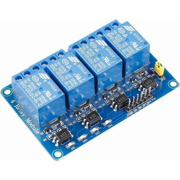 4-Channel 5V Relay Module Board, Optocoupler Isolated Relay Interface Compatible with Arduino R3, Mega 2560, Raspberry Pi, ESP32 and DIY Automation Projects