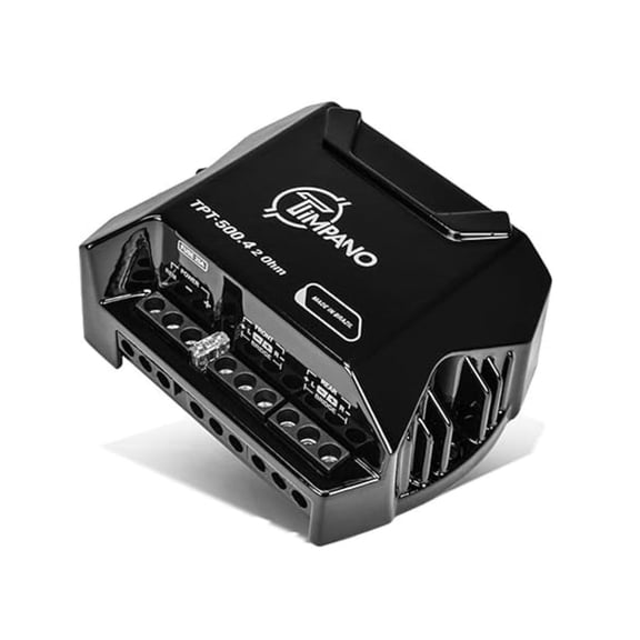 4 Channel Amplifier Car Audio 4 x 125 Watts 2 Ohm, TPT-500.4 2 Ohm Small Mini Stereo Amp 12 Volts Full Range Class D - Bridgeable Car Amplifier