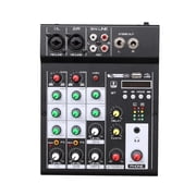 4 Channel Au-dio Mixer Sound Console MP3 Playback BT Console Digital Au-dio Mixer Reverb Effect 3-band EQ DC 5V Power Supply ,Precision Control