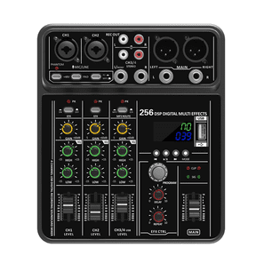 4 Channel Audio Mixer 48V Phantom Power USB Studio Sound Mixers Bluetooth DJ Console Mixing for Karaok