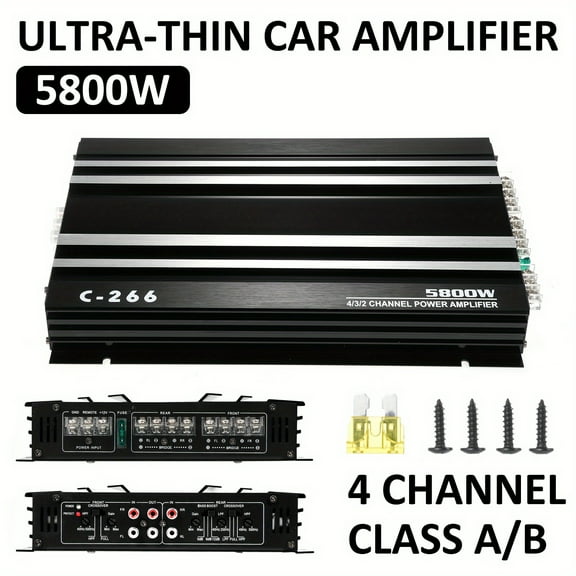 4-Channel Car Audio Amplifier 5800W High-Power Amp 12.0V Ultra-Thin Four-Way Power Amplifier