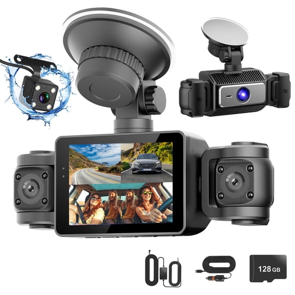 4-Channel Car Dash Cam | 1080P Front, Side/Rear Views, Night Vision Parking Monitor