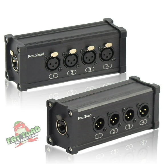 4 Channel DMX Hub Over Network Signal XLR Cable Extender Fat Toad Male & Female Pack with 3 Pin XLR to RJ45 Ethercon Wire for Live Stage Sound Monitoring, Studio Recording & DJ Lighting, PA AES-EBU