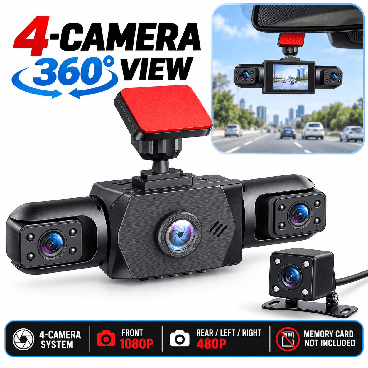 Customer reviews for 4 Channel Dash Cam,1080P Front Rear Left Right ...