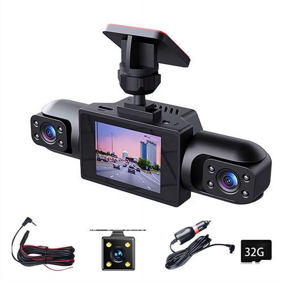 4-Channel Dash Cam, 1080P Full HD Car DVR, Super Wide Angle Front & Interior Recording, Loop Video Recorder for Vehicles