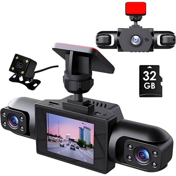 4 Channel Dash Cam, 2026 Full View Car Dashcam System, Car Cameras for Surveillance 360, Cars Camera, Dash Cam Front and Rear Night Vision, Loop Recording, Parking Monitor with 32G Card (4 Lens)Q