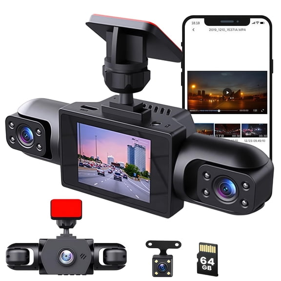 4 Channel Dash Cam 360 View 5G WiFi & APP Control, 360 Degree Full View Car Dashcam System, View 4 Channel Dash, for Cars Free 64GB TF Card, G-Sensor, Night Vision, 24H Parking Mode(1Set)