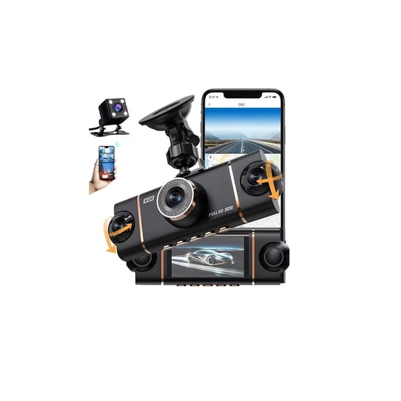 4 Channel Dash Cam for Cars Front Rear Inside & Left Right,360 Dash Cam Front Rear Inside & Left Right, 4K1080P3 FHD Car Camera, 5GHz WiFi & App Control,24H Parking Mode,G-,Loop Recording