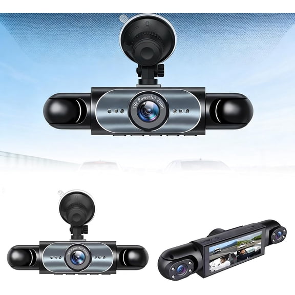 4-Channel Dash Cam with Wires - Front Rear Inside Left Right Camera System, Dash Camera 1080P FHD with Cables, IR Night Vision, 170 Wide Angle, 24H Parking Mode, 3" IPS Screen for Taxi Fleet Cars(1P
