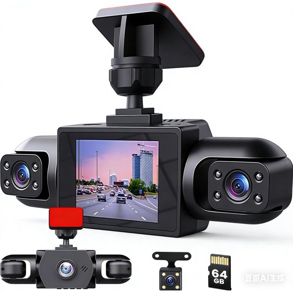 4 Channel Dashcam 1080P Full HD Dash Camera for Cars with Infrared Lamps Night Vision G-Sensor, Parking Mode