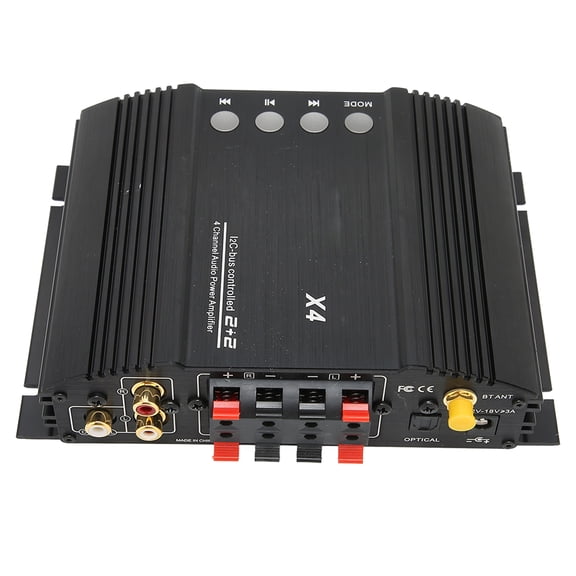 4 Channel Home Stereo Amplifier Bluetooth 5.0 Wireless Audio Receiver Coaxial Optical Fiber Mini Home Theater System Speaker Sound Amp Dual Bass Subwoofer Outputs With Remote Control