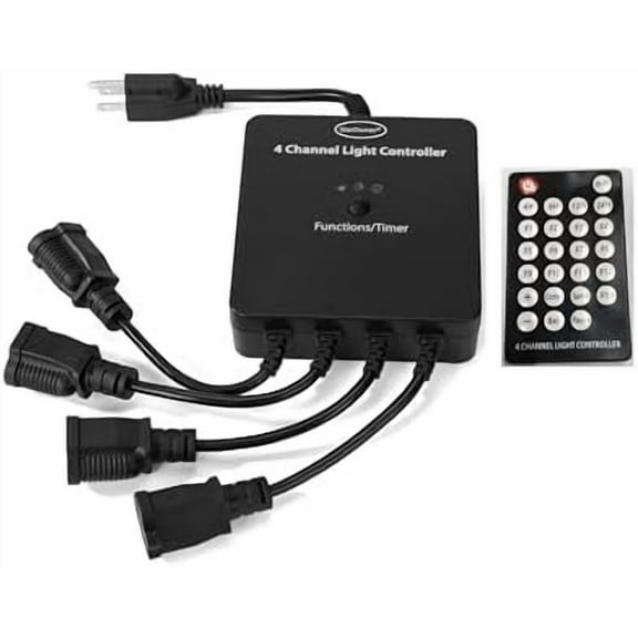 4 Channel Light Controller for Holiday Lights, Christmas Lights, Outdoor Decorations. Create Dazzling Light Displays with Multiple Functions, Chasing, Twinkle, Shooting Star, Stacking, Sparkle etc.