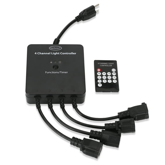 4 Channel Light Controller for Holiday Lights, Christmas Lights, Outdoor Decorations. Create Dazzling Light Displays with Multiple Functions, Chasing, Twinkle, Shooting Star, Stacking, Sparkle etc.