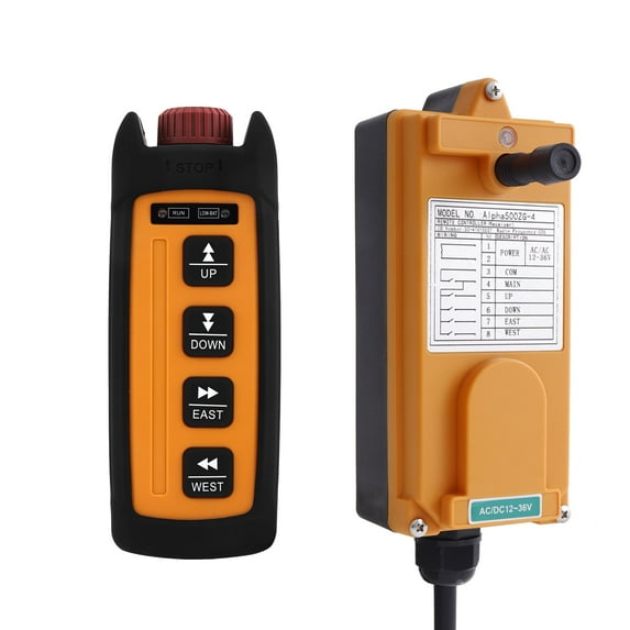 4 Channel Mini Industrial Wireless Crane Radio Remote Control 220V AC for Electric Chain Hoist Overhead Bridge Travelling Crane Truck Transmitter and Receiver