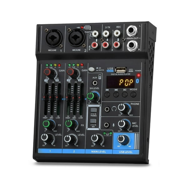 M4 4 Channel Mini Mixer Sound Card DJ 16 Digital Effects Noise Reduction Console USB Recording For Singing ,Easy to Use