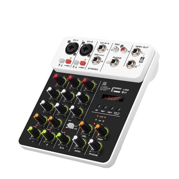 4-Channel  Mixer DJ Controller Mix Bluetooth Phantom Power Delayed Replay Effect For Mixing Consoles PC Recording ,Lightweight