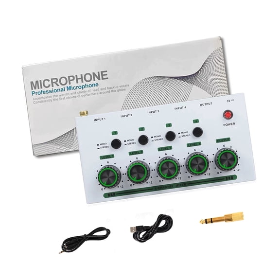 4 Channel Mixer Simultaneous Connection For Clear Sound Recording And Immersive Stereo Effects In Small Studios