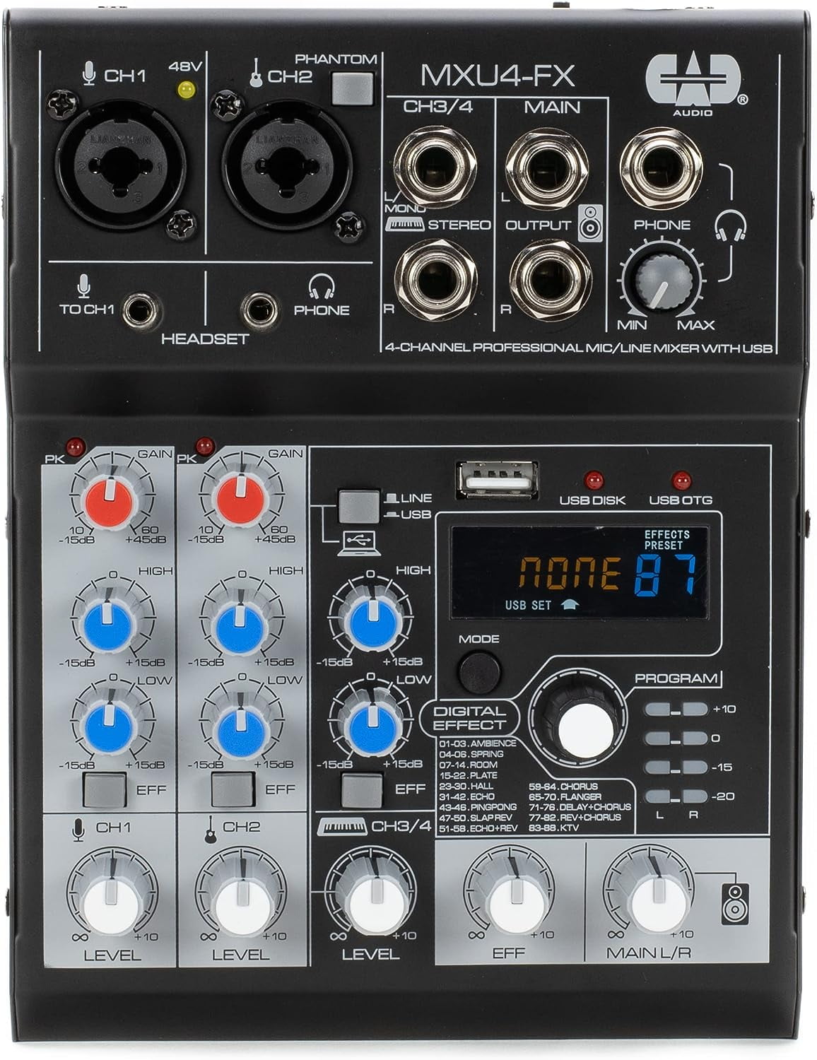 4 Channel Mixer With USB Interface And Digital Effects