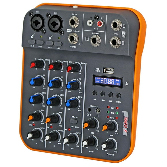 4-Channel Audio Mixer XLR, USB, Bluetooth for PC, DJ & Podcast