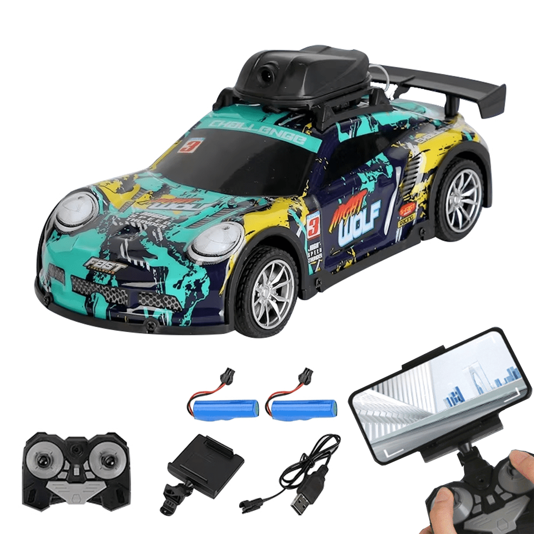 4 Channel RC Drift Car with Camera & Lights, HD Video Recording Remote Control Car with APP Control, Long Endurance 30-Min Playtime, Great Gift for Teens and Adults