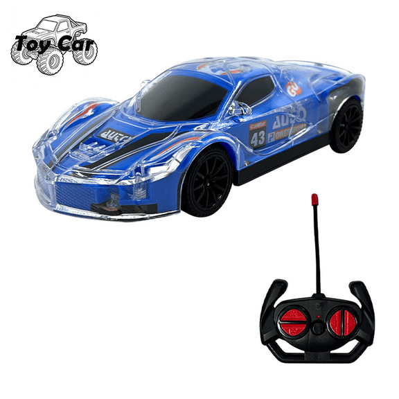 4-Channel RC Simulation Race Car, Electric Light Up Remote Control Sports Car Toy, Rechargeable Kids Automobile, Blue, Indoor Outdoor Birthday Holiday Gift for Boys Girls Ages 5+