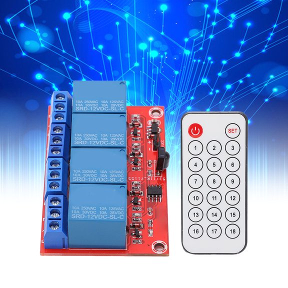 4 Channel Relay Module Controller Set 4 Channel Relay Module Infrared Remote Control Switch Set for Home Automation System