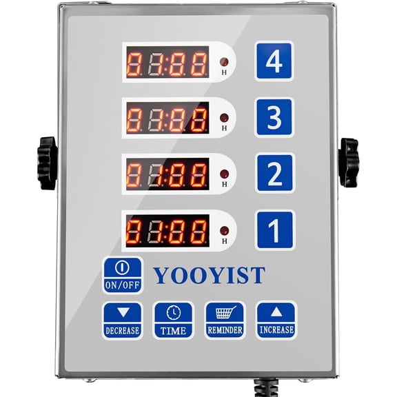 4 Channel Stainless Steel Digital LED Kitchen Timer with Reminder Function and Loud Alarm Black