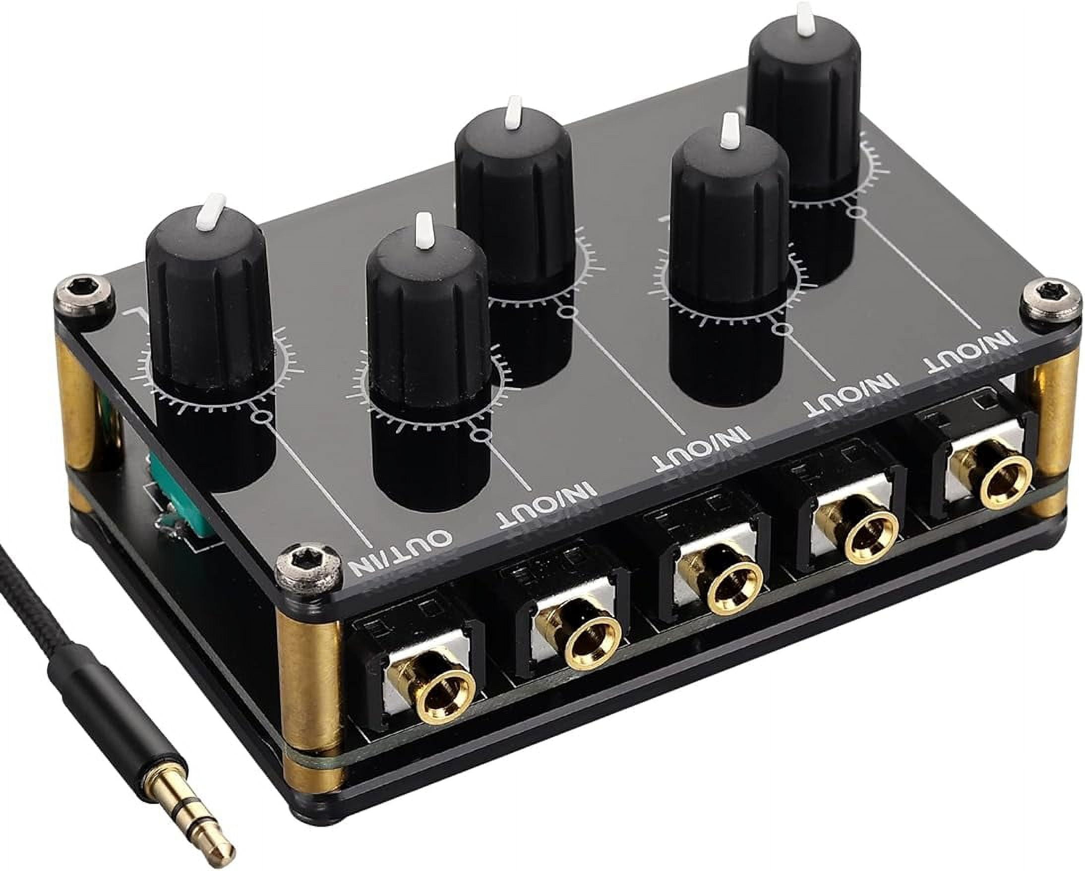 4 Channel Stereo Audio Mixer, 3.5mm Input/Output Mini Passive Stereo