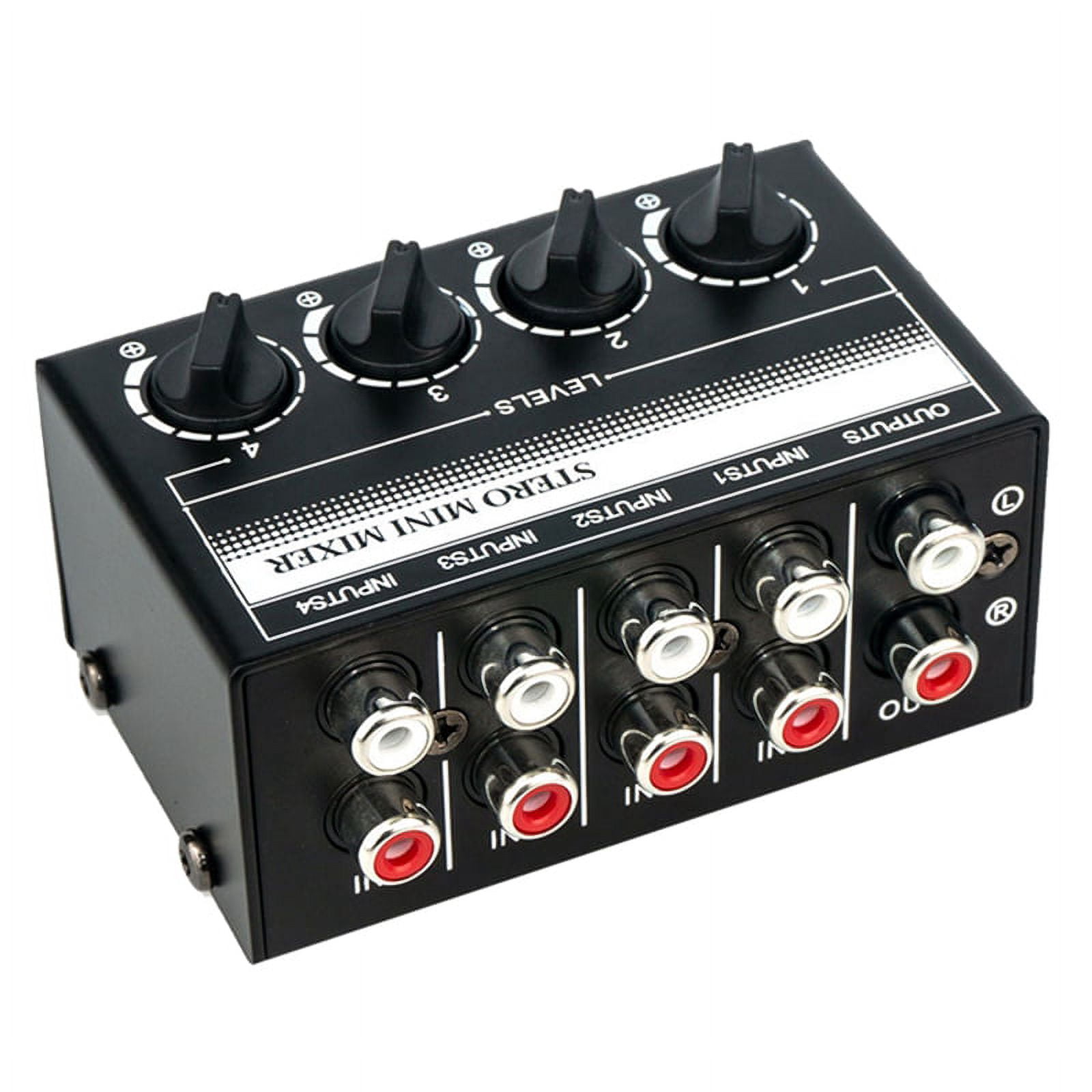 4 Channel Stereo Audio Mixer Support Input and Output Mini - Walmart.com