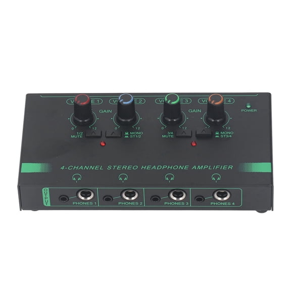 4 Channel Stereo Headphone Amplifier - Mini Signal Splitter for Microphones, Instruments, and Recording Gear