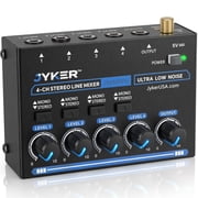 Jyker 4 Channel Stereo Line Mixer, Compact Audio Mixing Console, Mono/Stereo Switches, Independent Level Controls, USB-C Powered, Metal Housing - JMAMP6