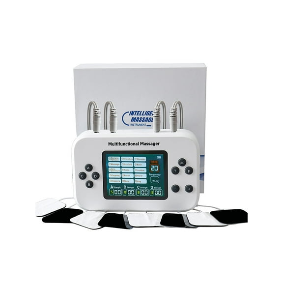 4 Channel TENS EMS Massager - 15 Modes 30 Levels Muscle Stimulator, USB Rechargeable Portable with 8 Electrode Pads, Pro Grade for Home & On-the-Go Use