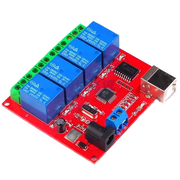 4 Channel USB Control Relay Module 5V 12V 24V Smart Switch for PC Automation and Expansion Board