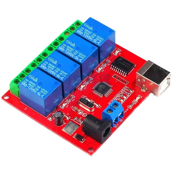 4 Channel USB Control Relay Module 5V 12V 24V Smart Switch for PC Automation and Expansion Board